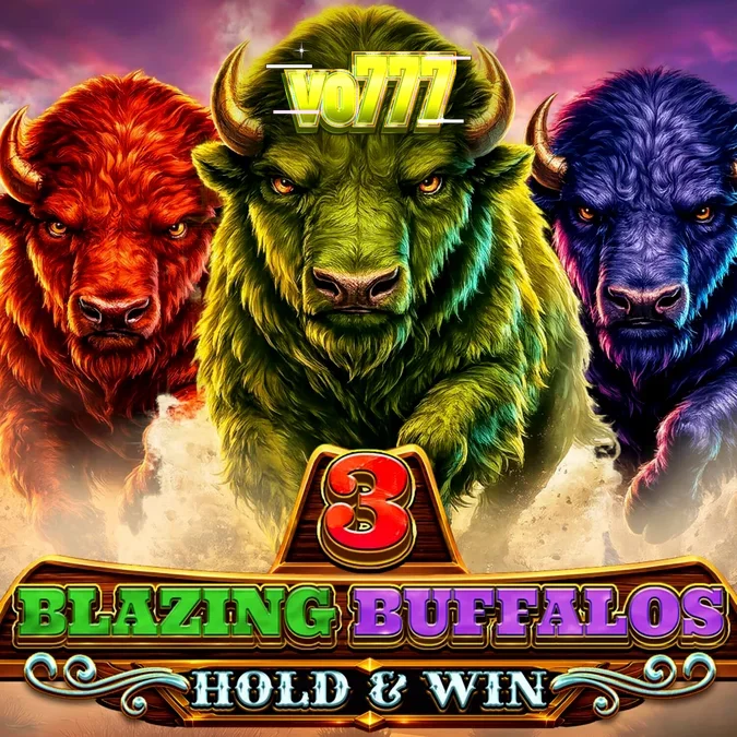 Tampilan visual slot 3 Blazing Buffalos dengan tema gurun neon dan simbol kerbau mistis.